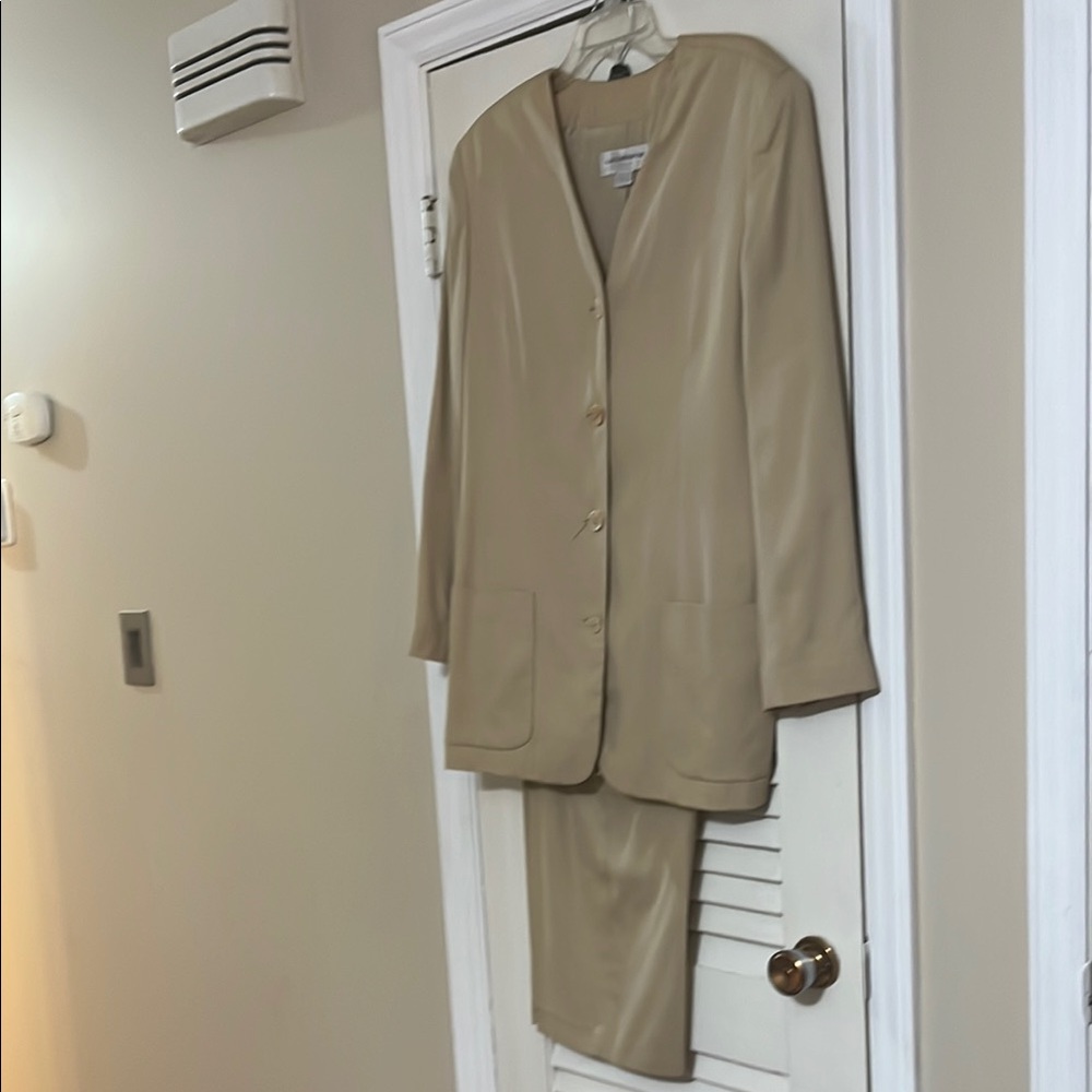 Elegant Tan Blazer and Skirt Set